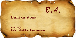 Balika Absa névjegykártya